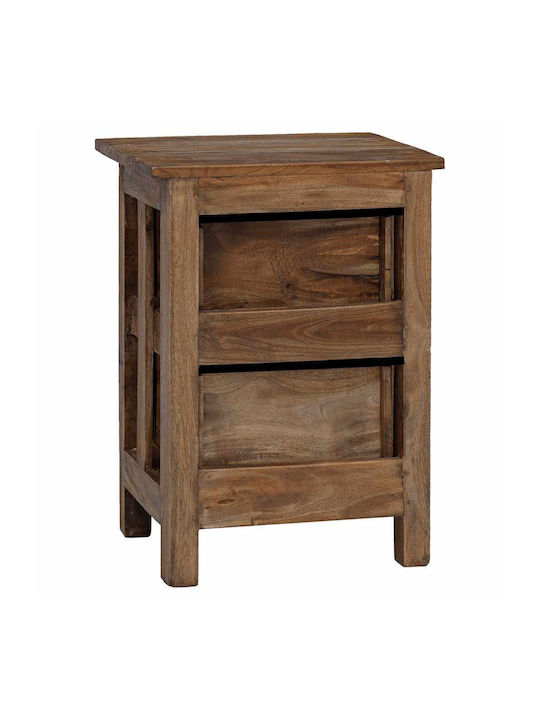 Bedside Table Made of Solid Brown Wood 40x30x51cm