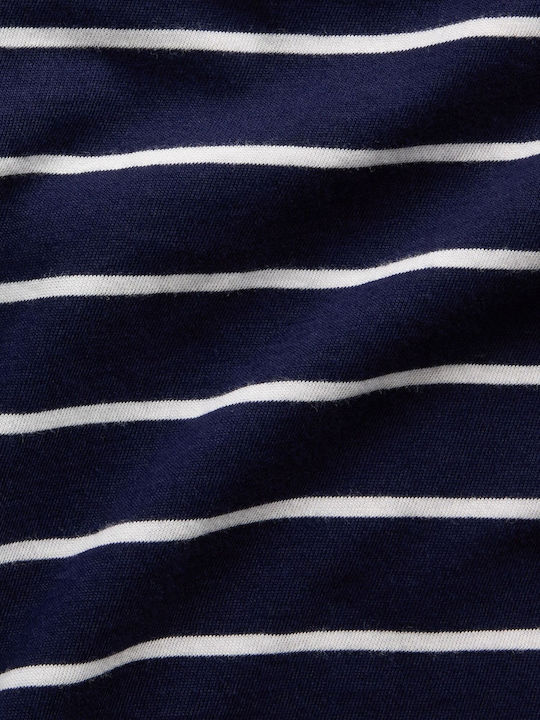 Women's Crop Cotton Striped Navy Blue & White Stripe Top