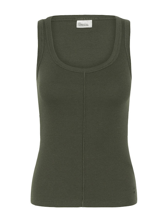 Women's Cotton Sleeveless Khaki Blouse