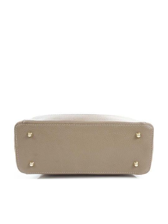 Damentasche aus Leder Schulter Taupe