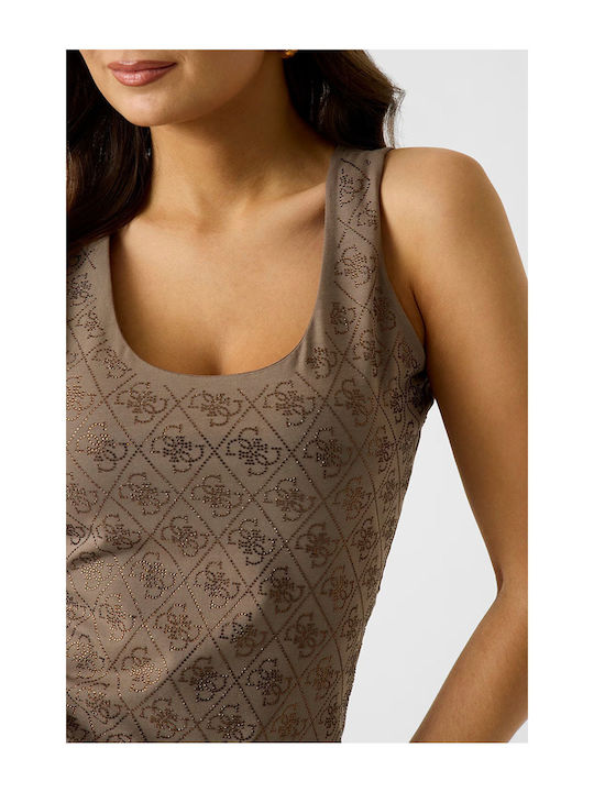 Damen Bluse Ärmellos Walnut Shell