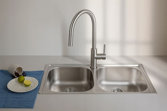 Kuchinox Ένθετος Νεροχύτης Inox με Μπαταρία Μ78xΠ43cm Γκρι