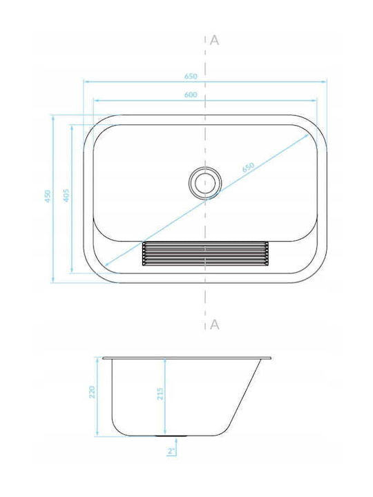 Kuchinox Drop-In Kitchen Sink Inox L65xW45cm Gray 5907791162748