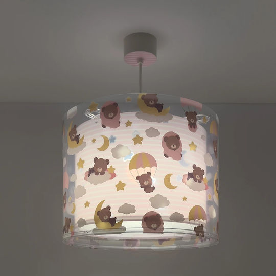 Ango Baby Teddy Single-Light Kids Ceiling Light Ceiling Lamp with E27 Socket Pink 33x25cm
