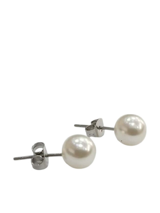 Kalliopi Silver Ohrringe Stecknadelverschluss aus Stahl mit Perlen
