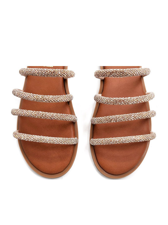 Leather Women's Flat Sandals Bronze