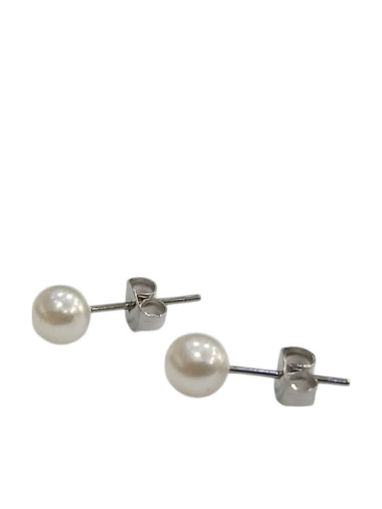 Kalliopi Silver Ohrringe Stecknadelverschluss aus Stahl mit Perlen
