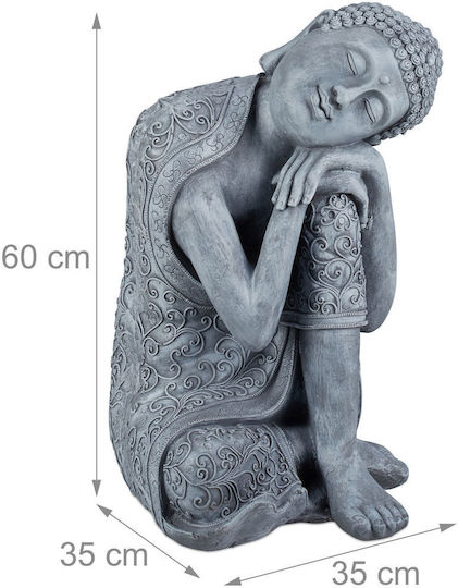 Figurină Buddha Din Ceramică Relaxdays 60x35x35cm 9,5kg Gri Pentru Uz Interior Și Exterior