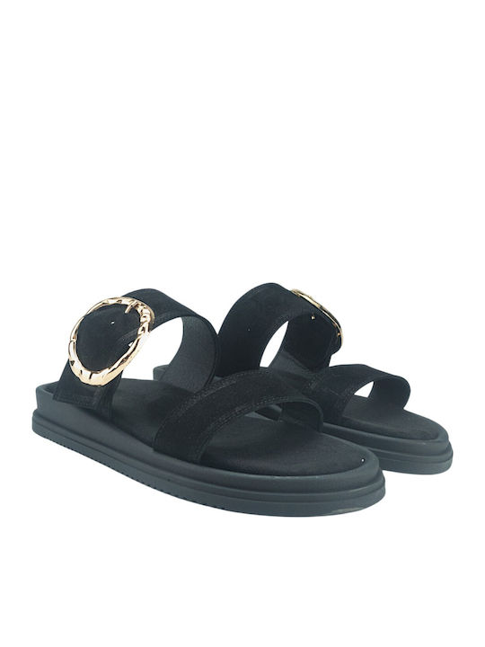 Damen Flache Sandalen Schwarz