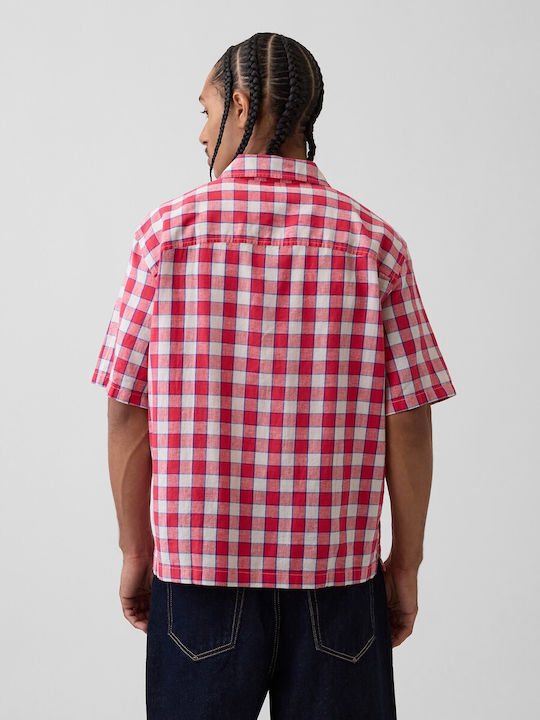 Short Sleeve Checked Shirt Red Plaid