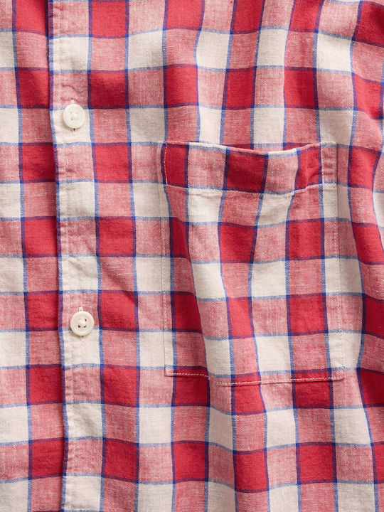 Short Sleeve Checked Shirt Red Plaid