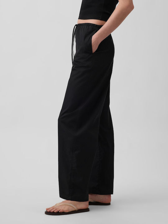 Women's Fabric Trousers with Rubber Band Black