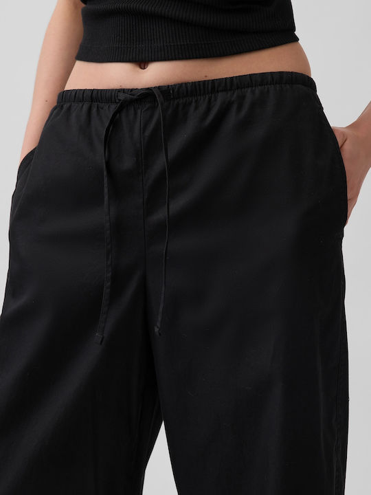 Women's Fabric Trousers with Rubber Band Black