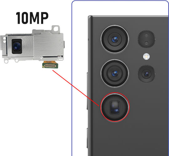 Clappio Cameră Din Spate Compatibilă Galaxy S23 Ultra Telefoto Zoom 10x 10mp Gri