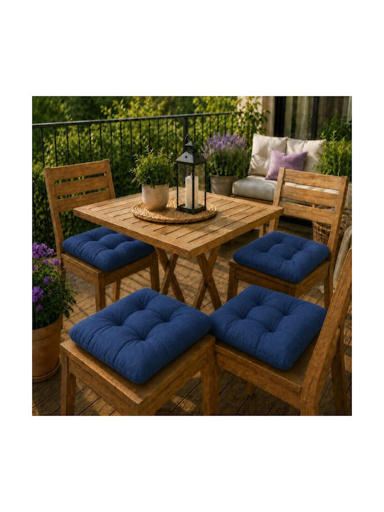 Garden Chair Cushions Navy Blue 4 Pieces 40x40 cm