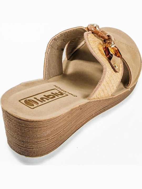 Inblu Anatomic Cross Strap Platforms In Sand Color