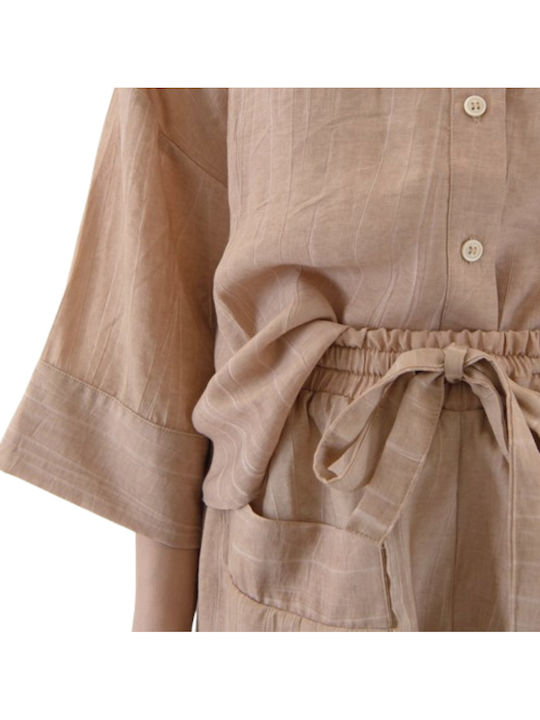 Shirt Μακρυμάνικο Γυναικείο Πουκάμισο Beige