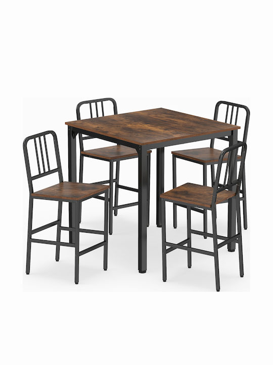 Bar Table with 4 Stools 90x90cm