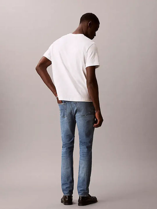 Men's Elastic Slim Tapered Fit Blue Jeans Pants