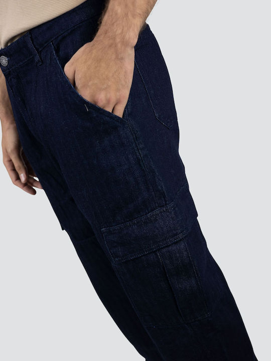 Men's Cargo Jeans Pants with Loose Fit Blue