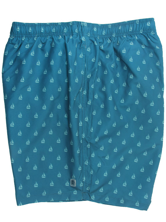 Men's Swimwear Bermuda Petrol Blue with Forestal082 Pattern
