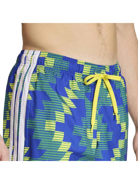 Men's Swimwear Shorts Blue and Yellow with Prints