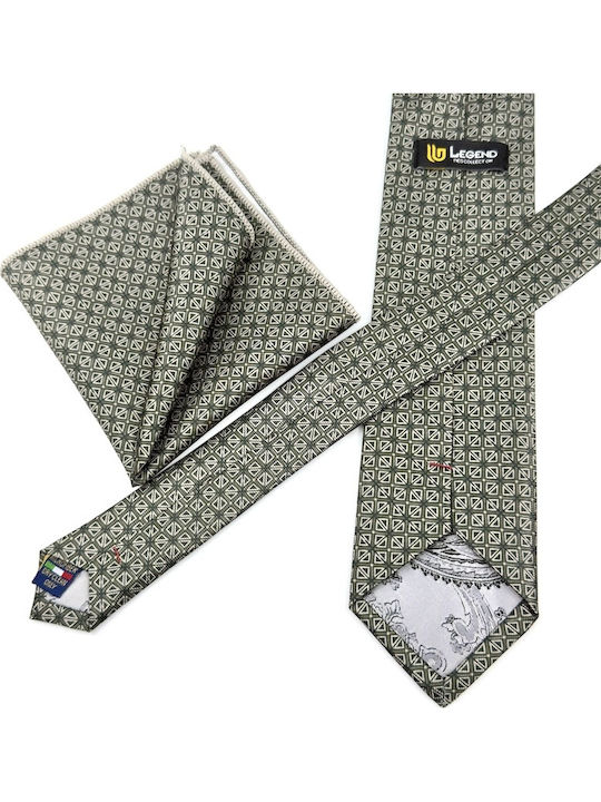 Legend Accessories Set Of Men's Silk Printed Tie In Khaki Colour