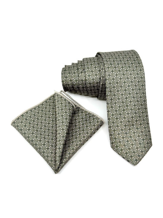 Legend Accessories Set Of Men's Silk Printed Tie In Khaki Colour