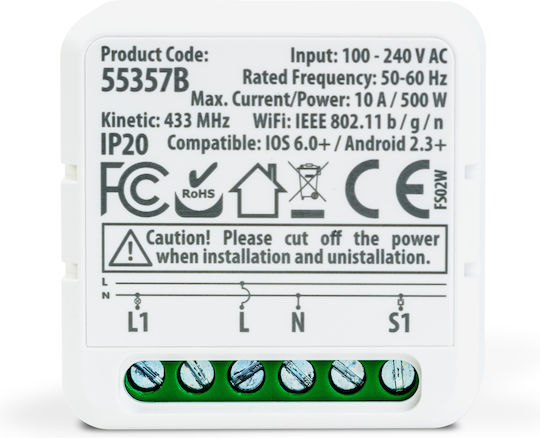 Modul Wireless Inteligent Wifi 100-240v 15a 600w Led Alexa Google Home Tuya 433mhz Alb