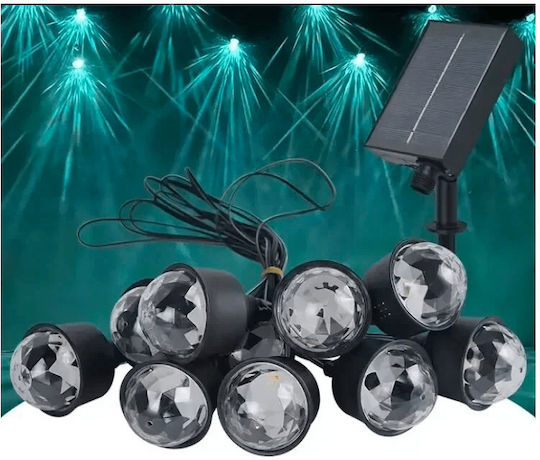 Set of 10 Hanging Solar Lights Garland 6W Warm White with Photocell and Remote Control