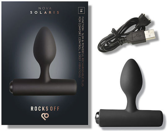Rocks Off Slim Anal Plug with Vibration Black