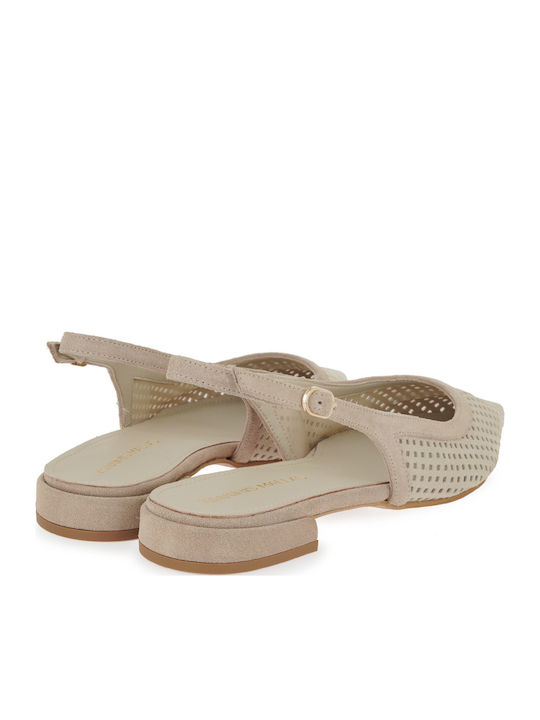 Suede Γόβες με Χαμηλό Τακούνι Μπεζ