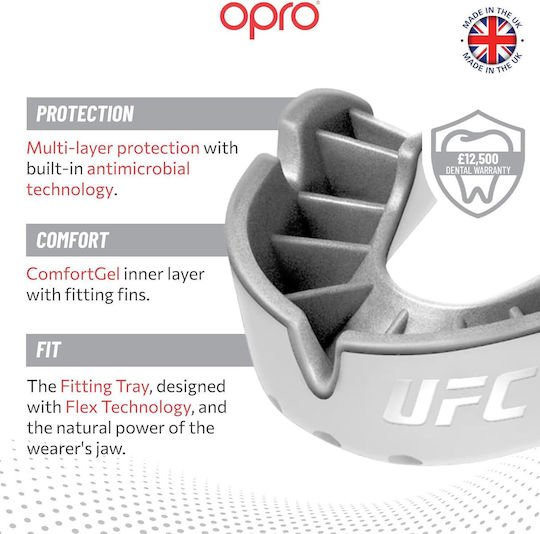 Opro UFC Silver Level Mouthguard White Junior