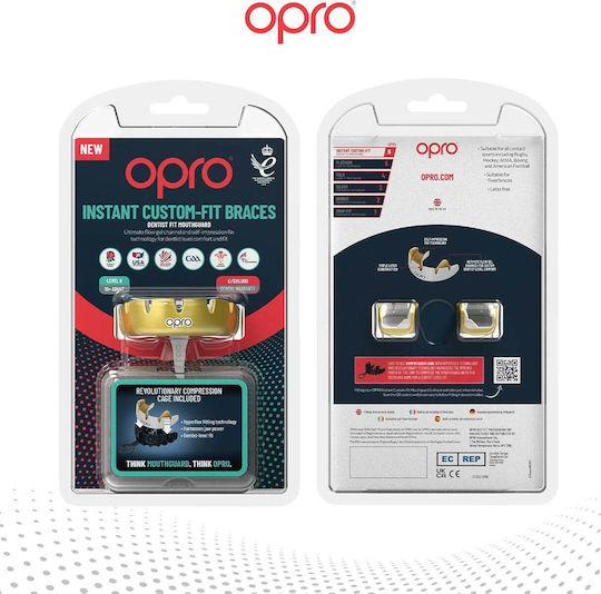 Mouth Guard Opro Instant Custom-Fit Braces Adults Gold White