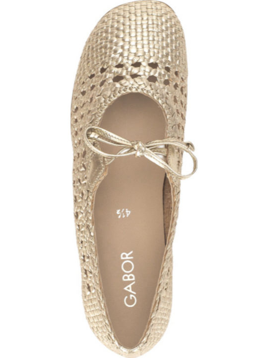 Leder Damen Ballerinas Anatomisch Gold