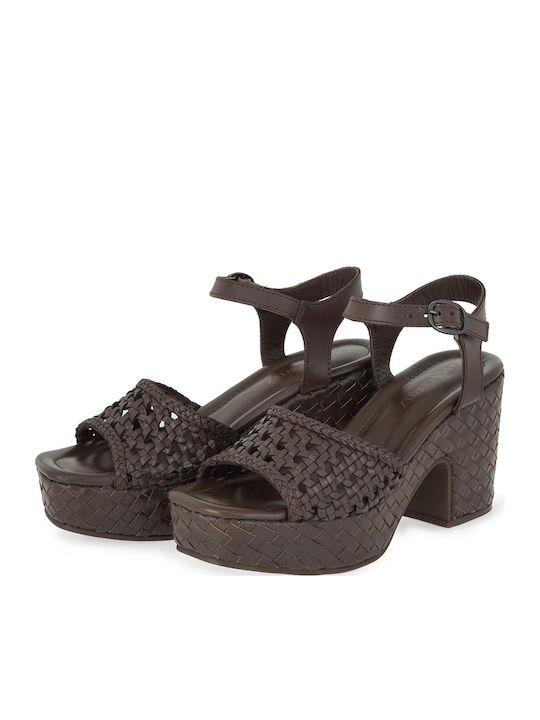 Damen Sandalen Braun Leder