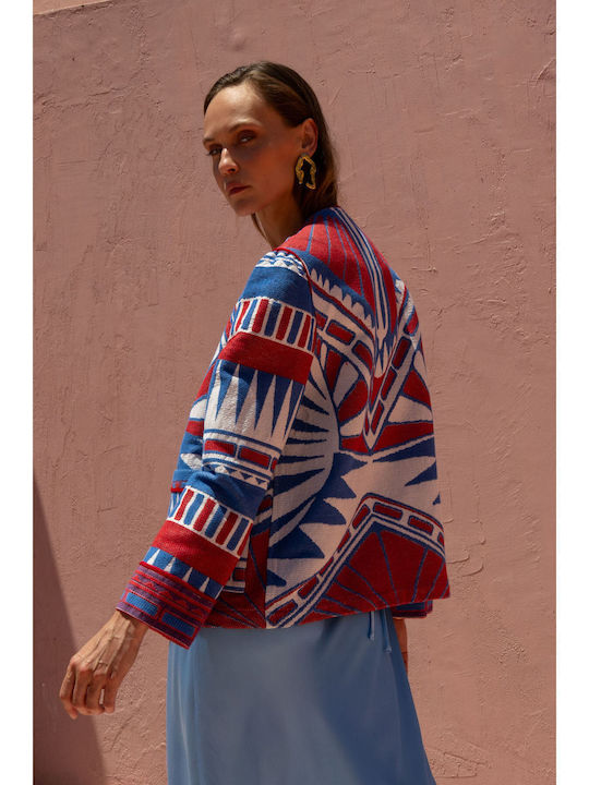 Nema Resort Wear Μακρύ Γυναικείο Σακάκι Royal Blue