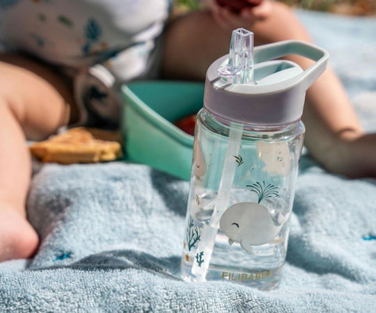 Filibabba Kids Plastic Water Bottle With Straw Transparent 400ml