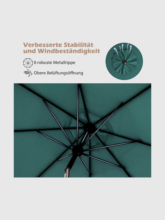 Umbrelă De Pardoseală Rotundă Metalică Verde Φ3.03m NP12259ML