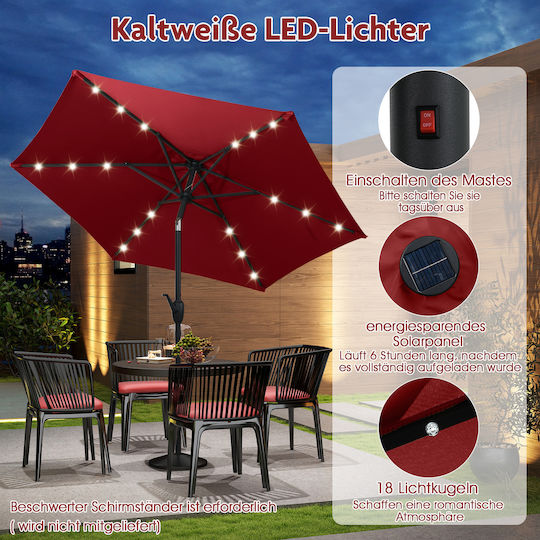 Garten- und Terrassen-Sonnenschirm Boden Rundschreiben Metall Burgundisch mit LEDs Φ2.3m NP12190BUG