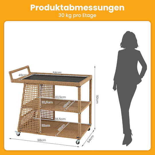 Costway Holz-Küchenwagen 92x54x98cm