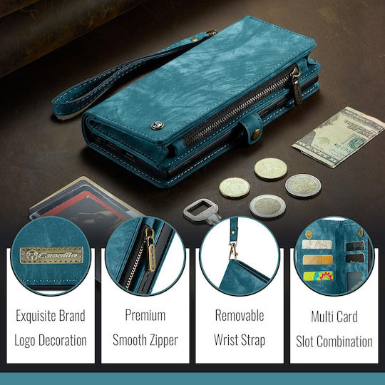 Caseme 008 Samsung Galaxy S25 5g Wallet Case Detachable Silicone Case Blue