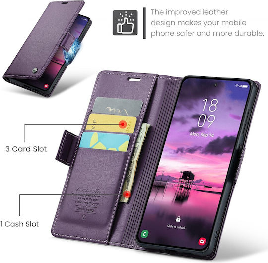 Caseme 023 Samsung Galaxy S26 5g Rfid Θήκη Πορτοφόλι Δερμάτινη –purple