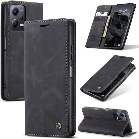 Caseme 013 Xiaomi Redmi Note 12 5g Xiaomi Poco X5 5g Retro Leather Θήκη Βιβλίο Black