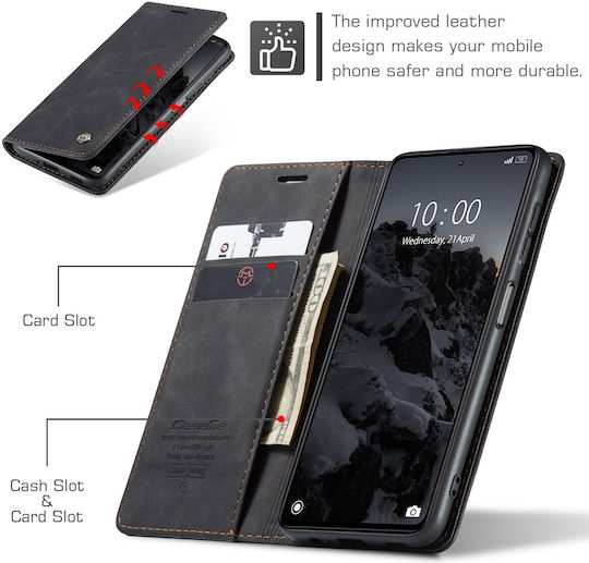 Caseme 013 Xiaomi Redmi Note 12 5g Xiaomi Poco X5 5g Retro Leather Θήκη Βιβλίο Black