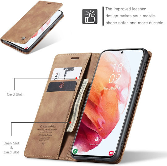 Caseme 013 Samsung Galaxy S21 5g Retro Leather Θήκη Βιβλίο Brown
