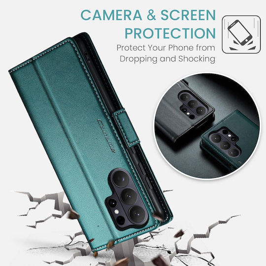 Caseme 023 Samsung Galaxy S26 Ultra 5g Rfid Wallet Synthetic Leather Case Green