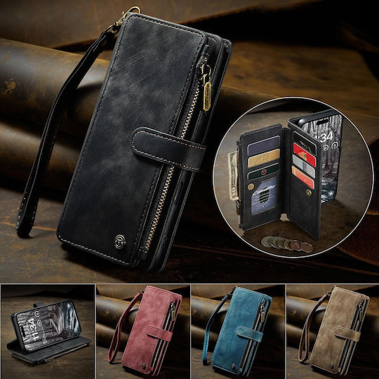Caseme C30 Iphone 17 Pro Max Card Slots Zipper Wallet Synthetic Leather Case Black