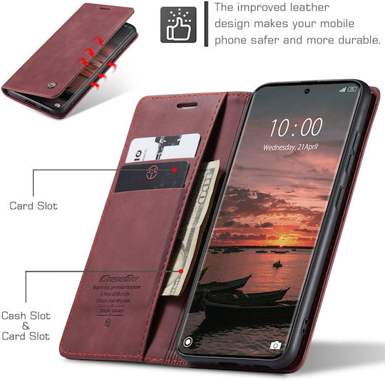 Caseme 013 Xiaomi Redmi Note 15 4g/5g Retro Leather Θήκη Βιβλίο Red