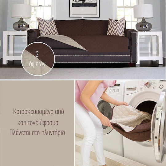 Schützende Elastische Abdeckung Zweisitziges Sofa Braun